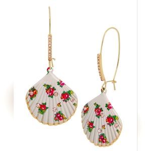 Betsey Johnson Stone Floral Shell Earrings